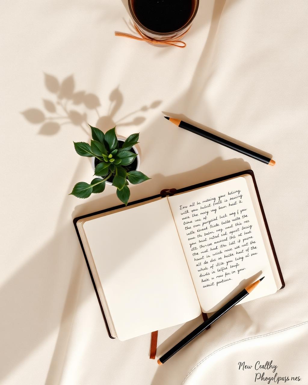 A handwritten journal in soft light